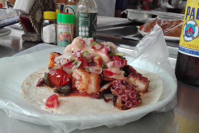 Taco101 - daytime taco walk - all inclusive. - Salsas, toppings, and the tortilla factory